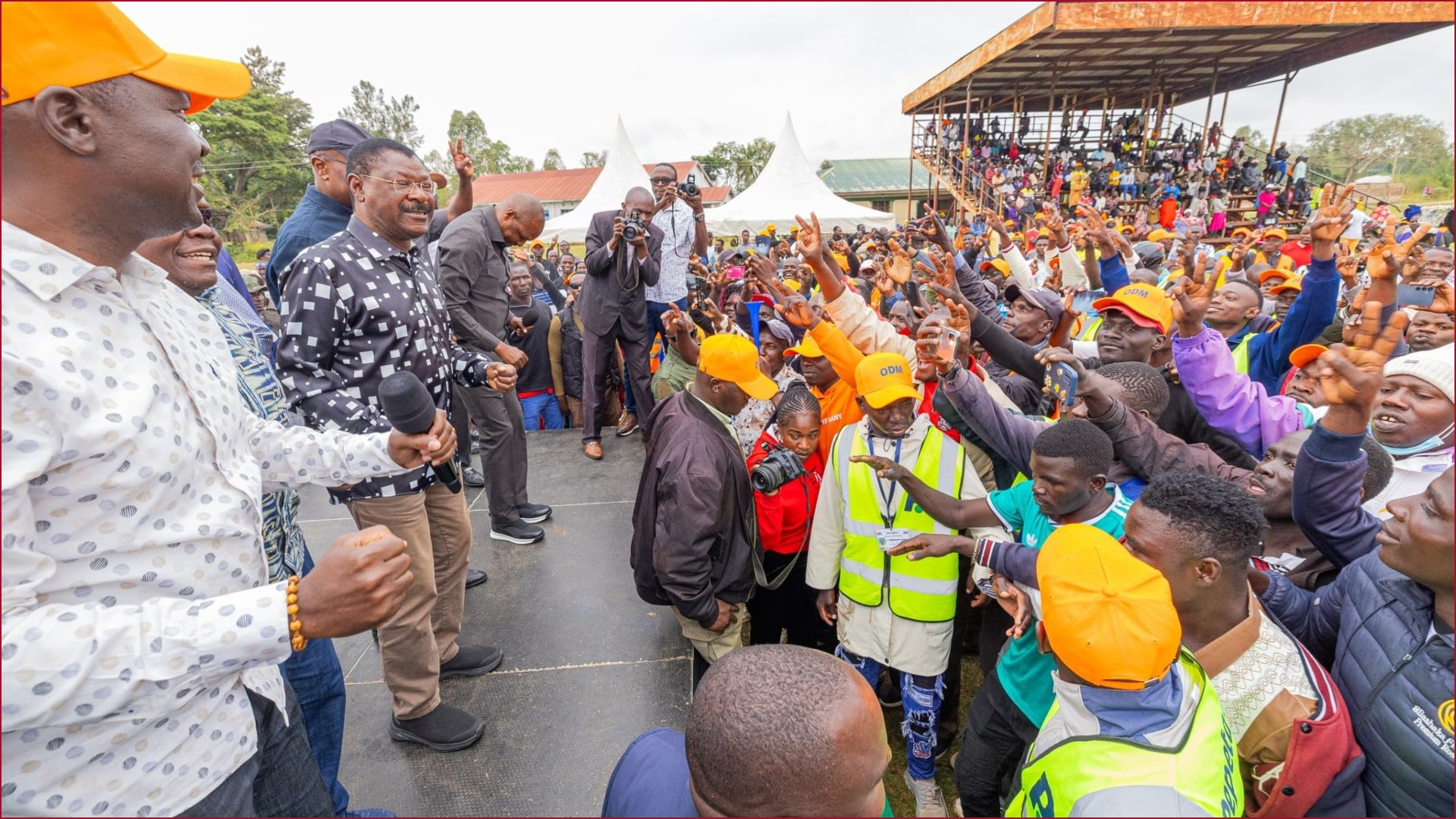 National Assembly Speaker Moses Wetang'ula with other Kenya Kwanza supporters in Busia County.